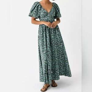 De Loreta Rococo Dress Floral Maxi Dress Puff Sleeve Size XS, new without tags